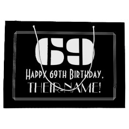 69. Geburtstag ~ Art Deco Inspiriert Look "69" + N Große Geschenktüte
