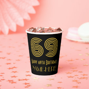 69. Geburtstag: Art Deco Inspiriert Look "69" & Na Pappbecher