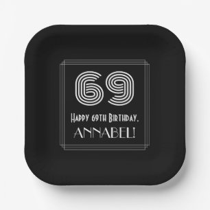 69. Geburtstag — Art Deco Inspiriert Look "69" + Pappteller