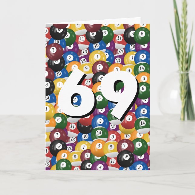 69. Geburtstag Billardkugelsammlung Karte (Vorderseite)