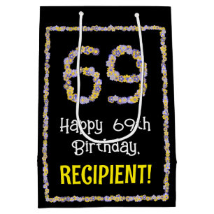 69. Geburtstag: Blumennummer, Individuelle Name, B Mittlere Geschenktüte