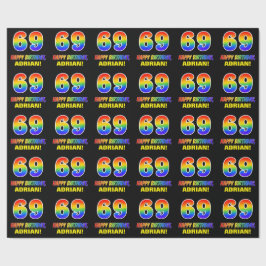 69. Geburtstag: Bold, Fun, Simple, Rainbow 69 Geschenkpapier