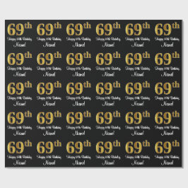 69. Geburtstag: Elegante Luxuriöse Imitate Gold Lo Geschenkpapier