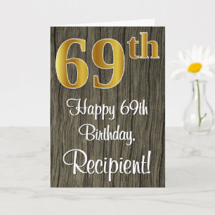 69. Geburtstag: Elegantes Faux-Gold-Look #, Faux-H Karte