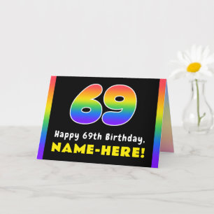 69. Geburtstag: Farbiger Regenbogen # 69, Individu Karte