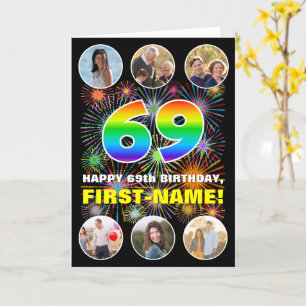69. Geburtstag: Fun Rainbow #, Individuelle Name & Karte