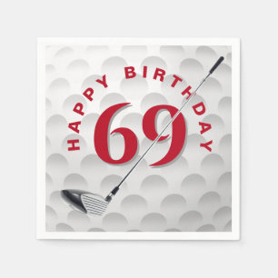 69. Geburtstag Golfball und Schläger Serviette