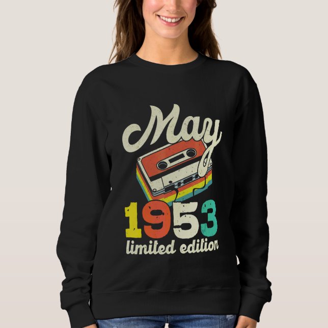 69. Geburtstag Mai 1953 Vintage Kassette Sweatshirt (Vorderseite)