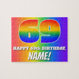 69. Geburtstag — mehrfarbiges Regenbogenmuster "69 Puzzle