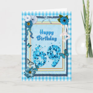 69. Geburtstag mit Scrapbook-Effekt Karte