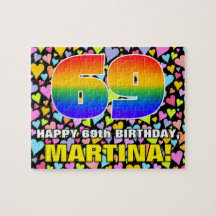 69. Geburtstag — Spaß, Liebende Herzformen + "69"