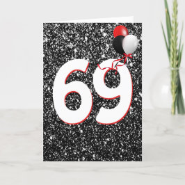 69. Geburtstagsballons auf Black Glitzer Card Karte