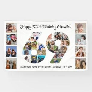 69. Geburtstagsfeier Nummer 69 Fotocollage Banner