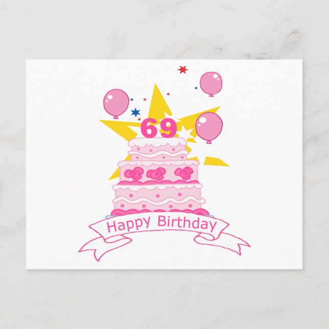 69. Geburtstagskuchen Postkarte (Vorderseite)