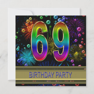 69. Geburtstagsparty Einladung mit Blasen