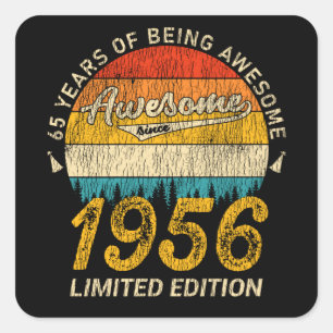 69 Jahre alt 1956 Retro Awesome 69. Geburtstagsges Quadratischer Aufkleber