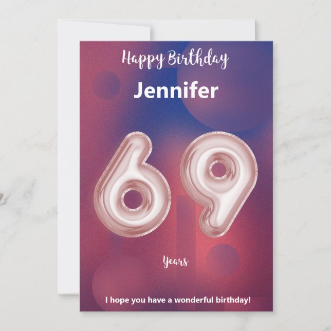 69 Jahre alte Happy Birthday Card (Vorderseite)