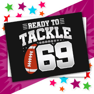 69 Jahre alte Tackle-Fußballparty 69. Geburtstag Postkarte