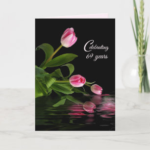 69. Jahrestag Pink Tulpen im Wasser Karte