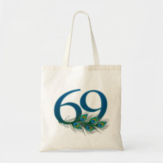 69 Pfauenfeder Geburtstag Jubiläum Elegant Tragetasche