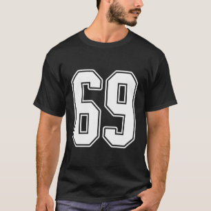 69 White Kontur Number 69 Sports Fan Jersey Style T-Shirt