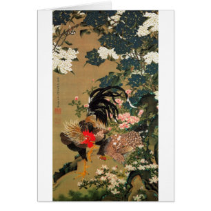 6. 紫 陽 花 双 図, 若 Hydrangea und Rooster, Jakuchū