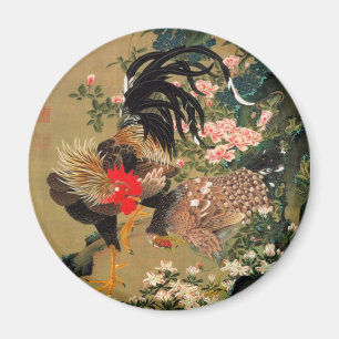 6. 紫 陽 花 双 図, 若 Hydrangea und Rooster, Jakuchū Magnet