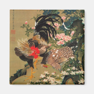 6. 紫 陽 花 双 図, 若 Hydrangea und Rooster, Jakuchū Magnet