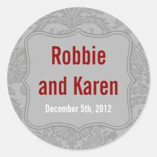 6 - 3" Bevorzugen Sticker Modernes Grau Damask Spi