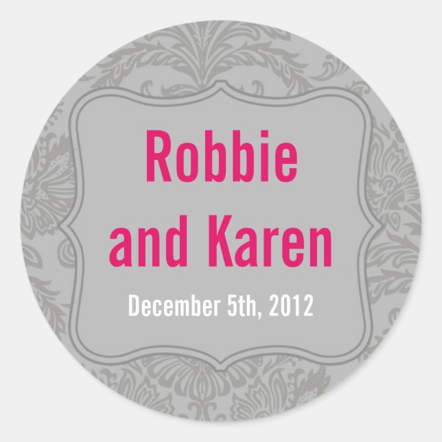 6 - 3" Bevorzugen Sticker Modernes Grau Damask Spi (Vorderseite)