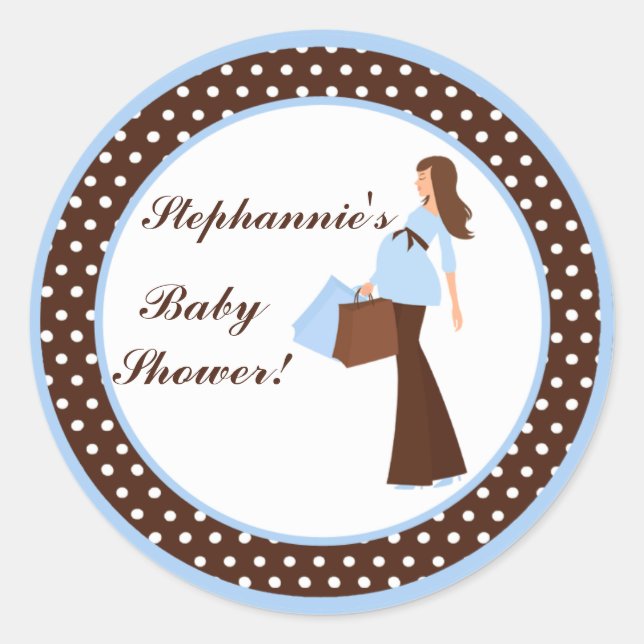 6 - 3" Bevorzugen Stickers Blue Mod Mama Polka Dot (Vorderseite)