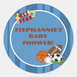 6 - 3" Bevorzugung Stickers All-Star Blue