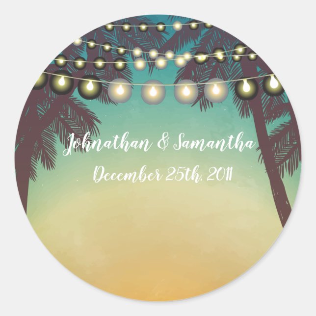 6 - 3" Bevorzugung Stickers Beach Sunset Pal Trees (Vorderseite)