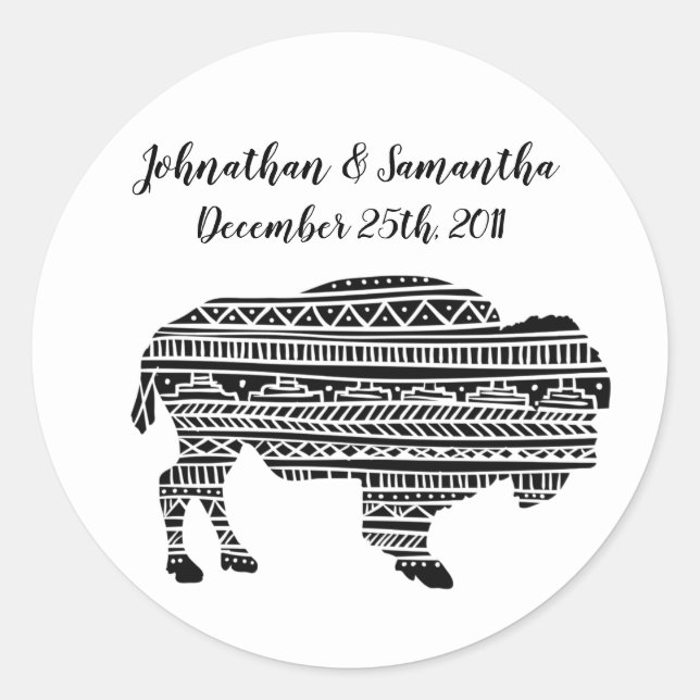 6 - 3" Bevorzugung Stickers Boho Buffalo Tribal Mu (Vorderseite)