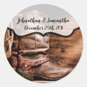6 - 3" Bevorzugung Stickers Cowboy Boots Barn Wood
