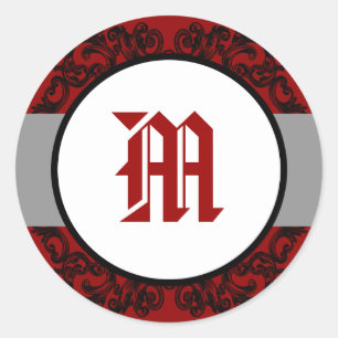 6 - 3" Bevorzugung Stickers Crimson Red Verziert E