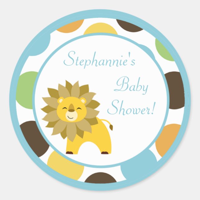 6 - 3" Bevorzugung Stickers Jungle King Lion Safar (Vorderseite)