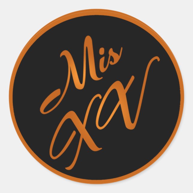 6 - 3" Bevorzugung Stickers Mis XV Orange Black (Vorderseite)