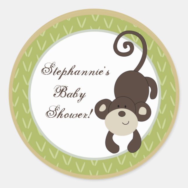 6 - 3" Bevorzugung Stickers Monkey Time Zoo Tier (Vorderseite)