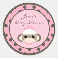 6 - 3" Bevorzugung Stickers Pink Sock Affe
