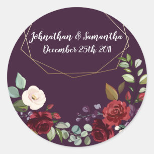 6 - 3" Bevorzugung Stickers Plum Lila Rose Gold Ge