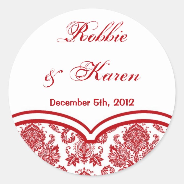 6 - 3" Bevorzugung Stickers Red Crimso White Damas (Vorderseite)