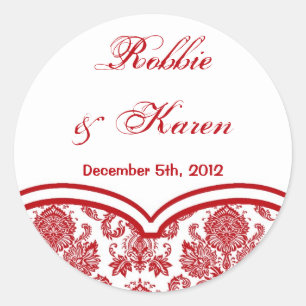 6 - 3" Bevorzugung Stickers Red Crimso White Damas