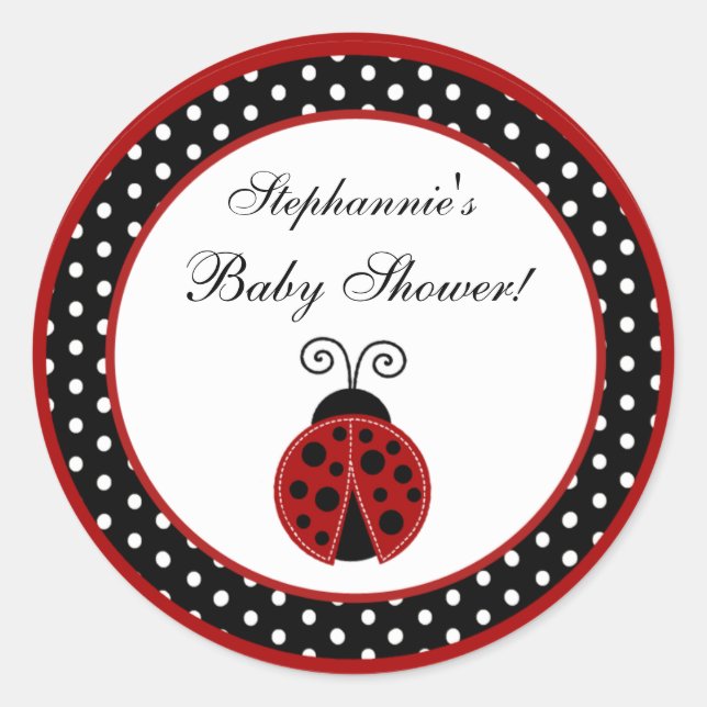 6 - 3" Bevorzugung Stickers Red Ladybug (Vorderseite)