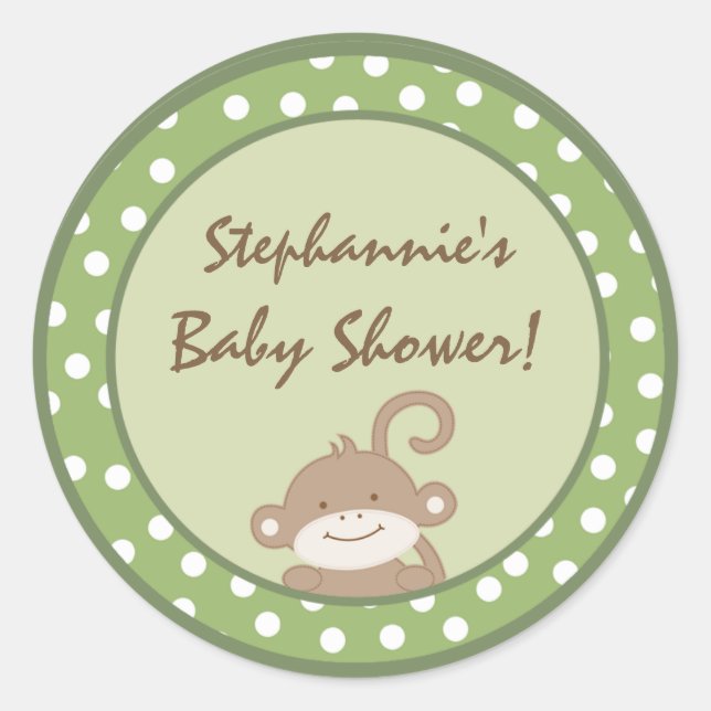 6 - 3" Bevorzugung Stickers Safari Jungle Affe Grü (Vorderseite)
