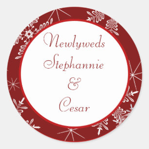 6 - 3" Bevorzugung Stickers Weihnachten Rote Schne