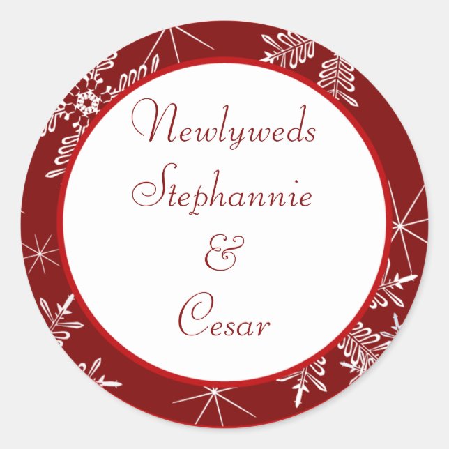 6 - 3" Bevorzugung Stickers Weihnachten Rote Schne (Vorderseite)