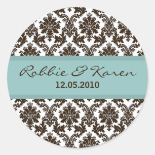 6 - 3" Brown Damask Tiffany Lace Fevor Sticker