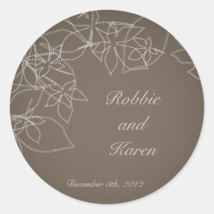 6 - 3" Favor Aufkleber Herbst Blumen Grau