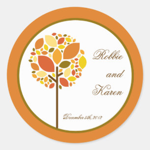6 - 3" Favor Aufkleber Moderne Herbstbaum Fall